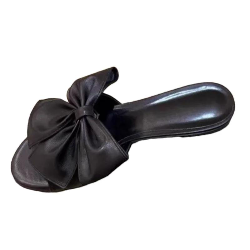 Fashion Bow Women's Slippers Flats Casual Woman Sandals Cozy Summer Shoes 2025 Walking Summer Beach Flip Flops Dress Sandalias De Mujer