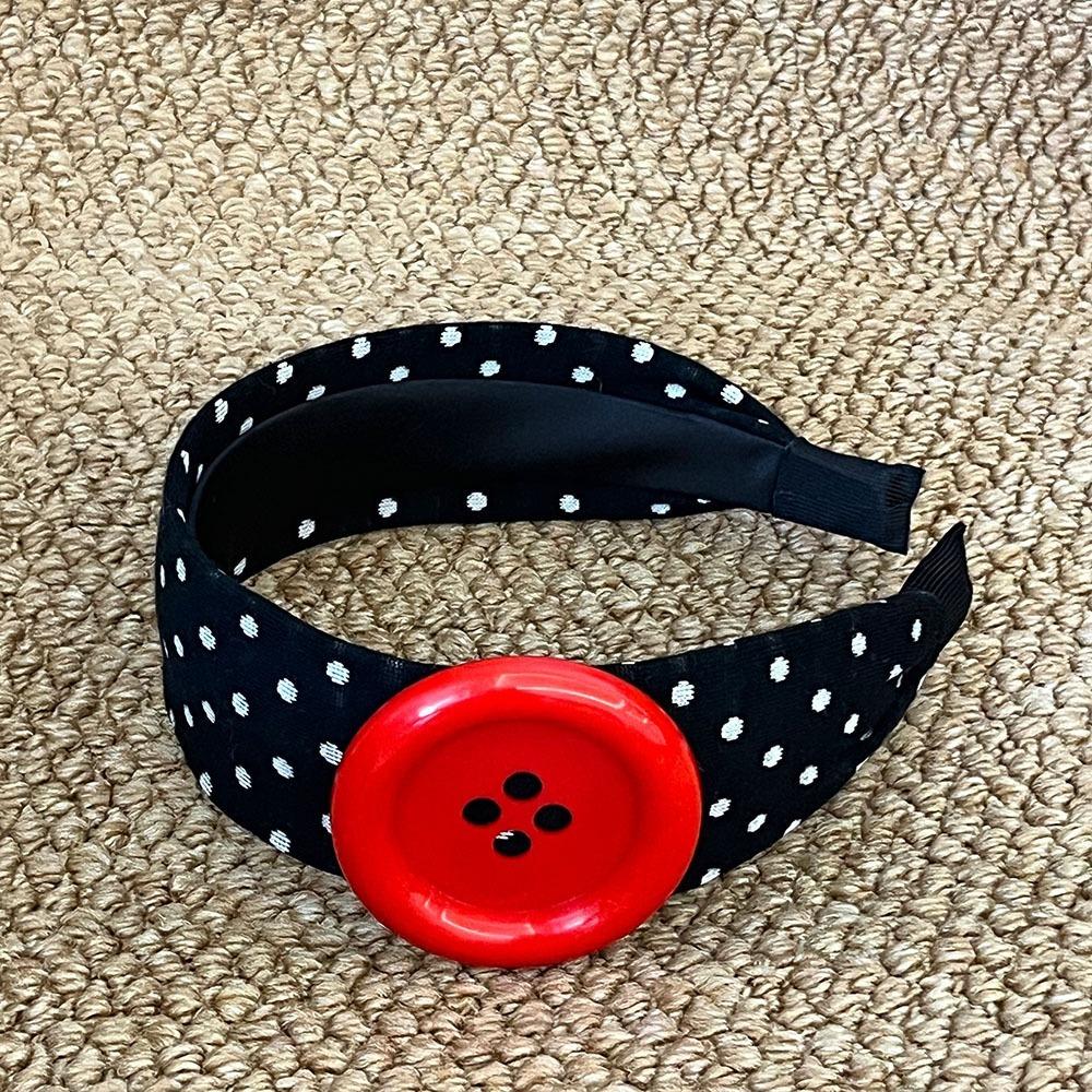 Y2k Non-slip Teeth Button Polka Dots Headband Wide Sweet Women Hair Hoop Hair Styling Hair Accessories Women's Fashion
