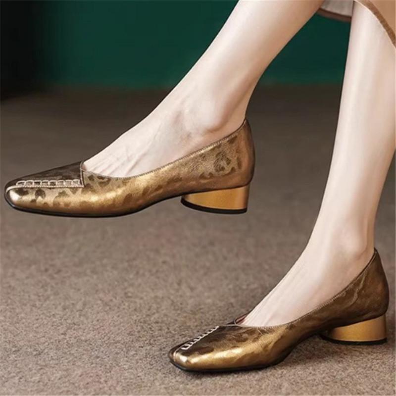 Fashionable and Comfortable Square-toe Shallow-mouth Single Shoes New Block Heel Temperament Casual Women's Shoes