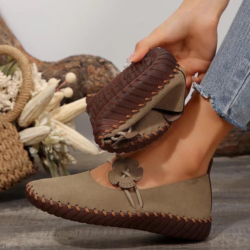 2024 New Spring Autumn Flat Shoes Retro Mother Round Head Light Soft Sole Casual Single Shoes Women Comfort Casual Sandals