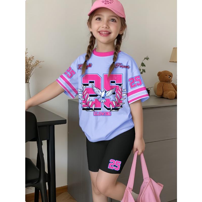 Fashion Women's Short-sleeved Set Spring Summer Number 23 Bow Fashion Women's Short-sleeved Casual Set