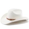 Classic retro belt, western cowboy hat, woolen jazz top hat, men's and women's ethnic style autumn and winter felt hat, big eaves hat
