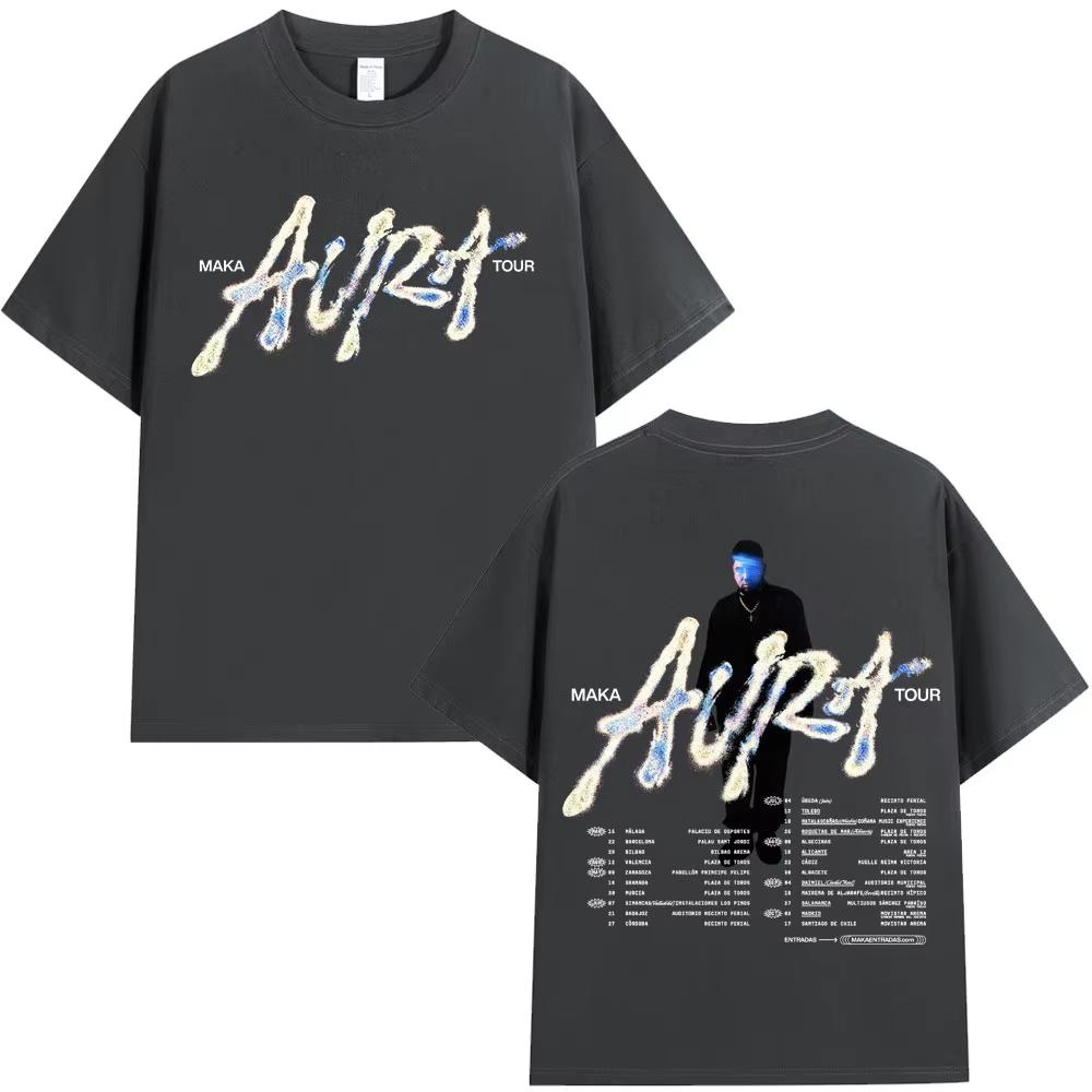 Rapper Maka 2025 Aura Tour Merch T-shirt Men Women Fashion Vintage T-shirts Casual Cotton O-Neck Short Sleeve T Shirt Streetwear
