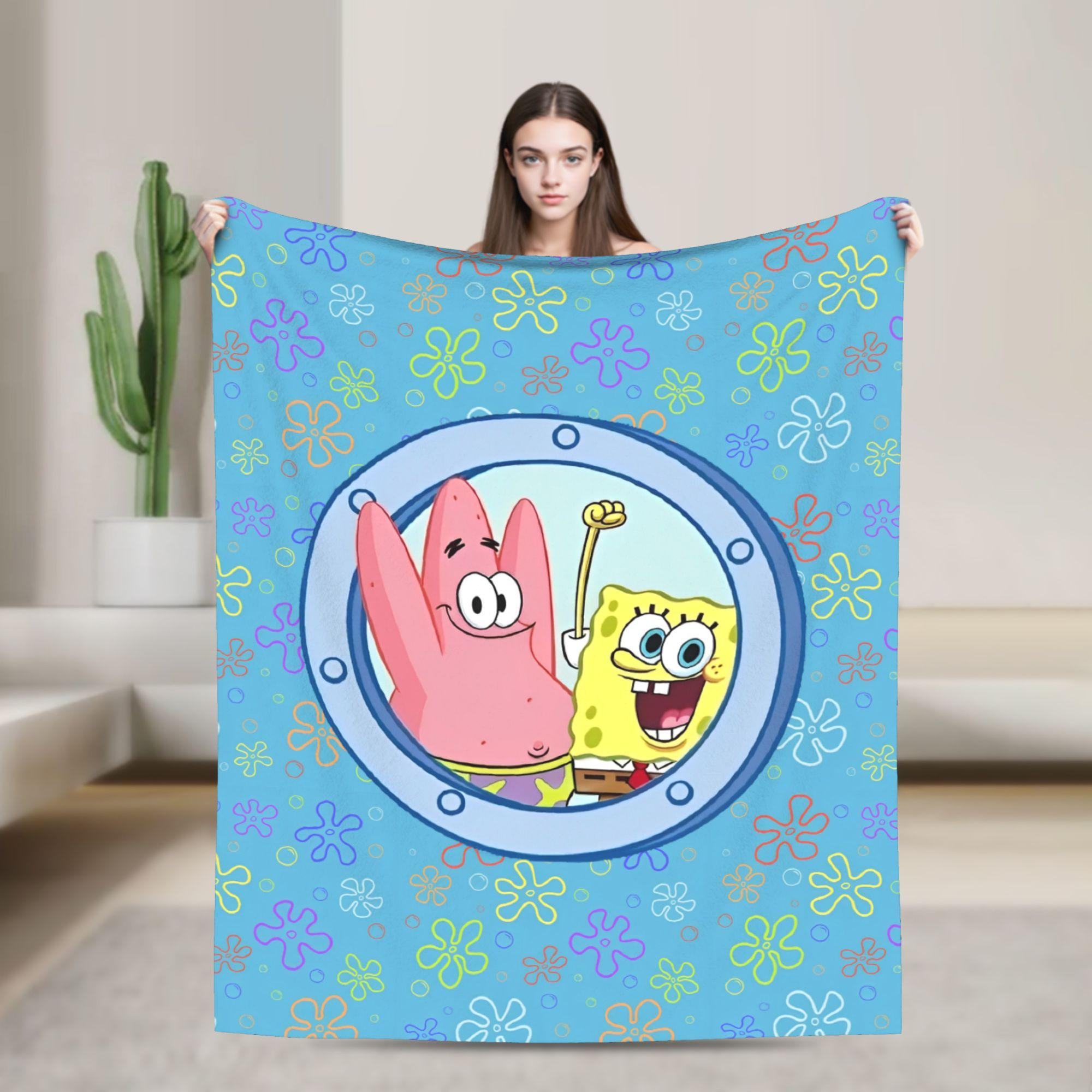 SpongeBob SquarePants Cartoon Blankets Patrick Star Flannel Awesome Soft Throw Blanket for Home Textile Decor 75x90cm