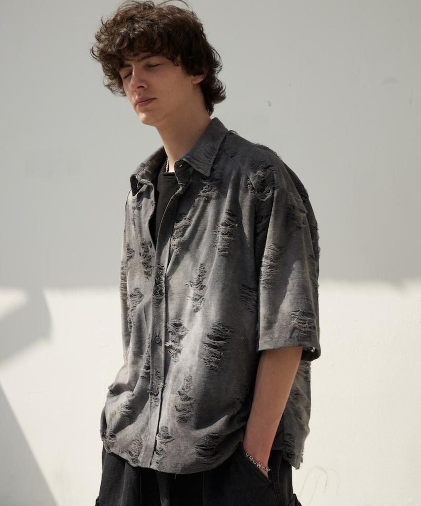 TENER Grunge Summer Short Sleeve Shirt (Black)
