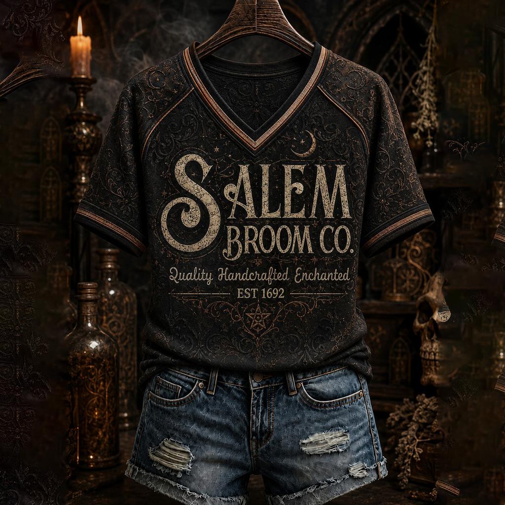 Dames Halloween V-hals T-shirt met Raglanmouwen, Casual Korte Mouw Tee Top