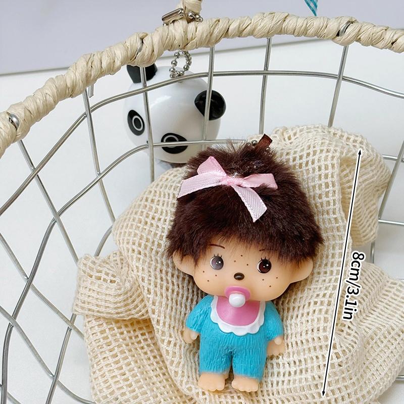 Cute Monchhichi Keychain Cartoon Monkiki Keyring Anime Figure Keychains Bag Pendant Kawaii Monchichi Toy Gifts for Carry Mini Lightweight Portable