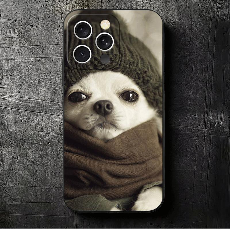

Chihuahua Puppy Teacup Dog Soft Phone Case for iPhone 16 16E 17 Air 15 Pro Max 14 Plus 13 Mini 11 12 7 Black Cover Back Shell iPhone 16 Plus
