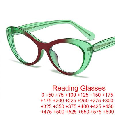 2024 Anti Blue Light Cat Eye Reading Glasses Women Thick Frame Luxury Presbyopia Eyewear Fashion Double Color Frame Glasses