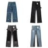 Deconstructed Retro Splash Denim Flare Pants Unisex Streetwear Casual Jeans
