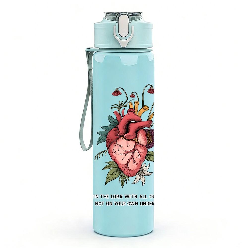 1PC Rovers 35 Heart Floral 750ml Color Plastic Sports Water Bottle Leakproof Flip Straw Lid Suitable for Sports Office Home Use