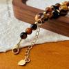 Vintage Maillard Style Natural High-Quality Tiger'S Eye Stone Gypsy Collarbone Chain Atmosphere Niche Necklace