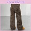 Street Style Leopard Print Weitbeinige Hose Aus Polyesterstoff Für Lässige Damen Sommerkleidung