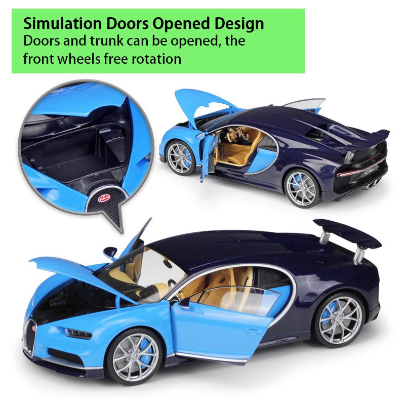 Model auta z lehkých slitin v měřítku 1/18 Welly Bugatti Chiron Odlitky z kovu Autíčka Model auta Vysoká simulační kolekce Dětské dárky