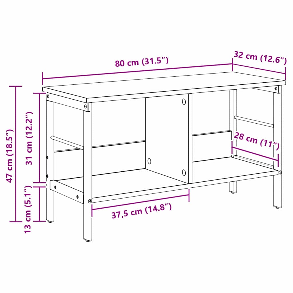 Artisan Oak Bookshelf 82 x 32 x 47 cm Engineered Wood