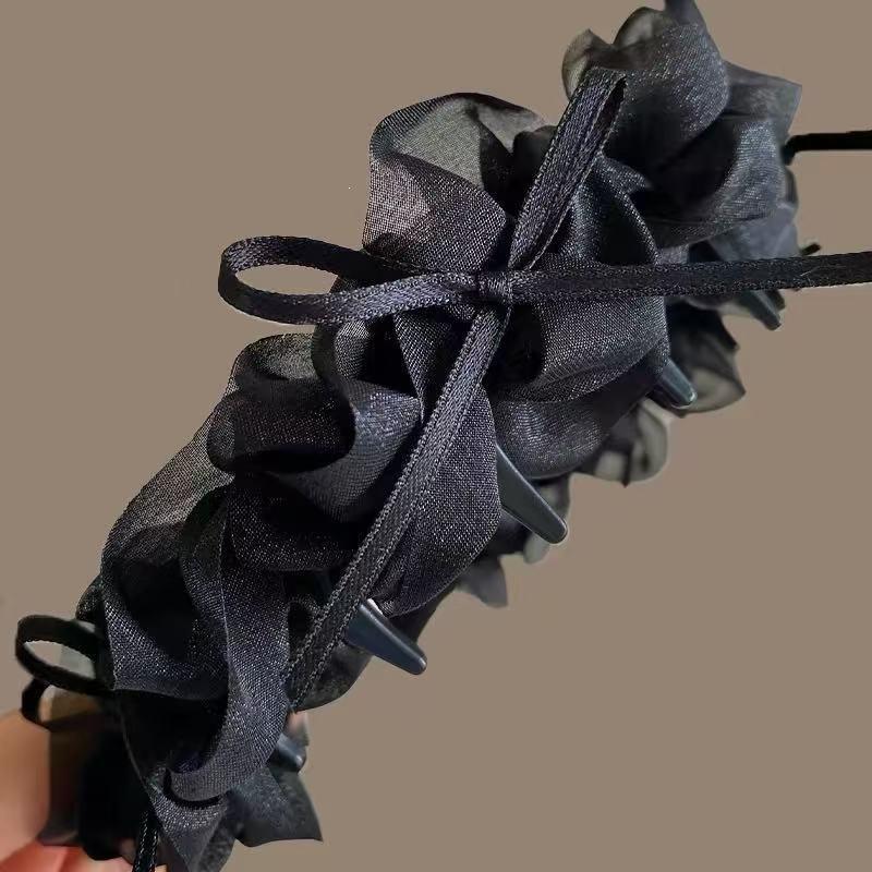High Crown Comb Women's Mesh Bow Headband Create a Sweet Retro Hair Accessory