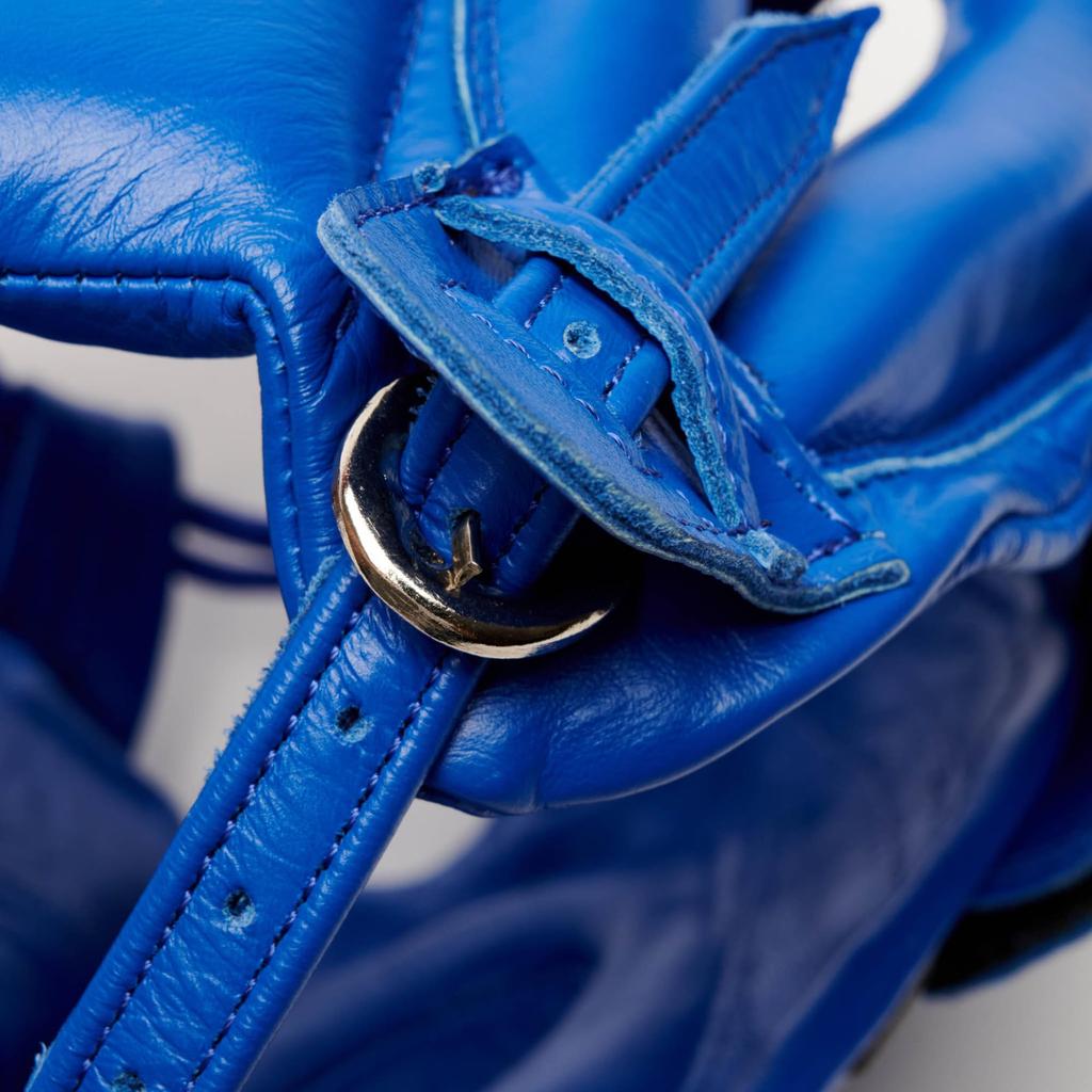 LEONE 1947 Boxing Headgear Unisex Professional Large Cheek Pads Cowhide Blue CS443 [THE GREATEST] (S/M) [Genuine]