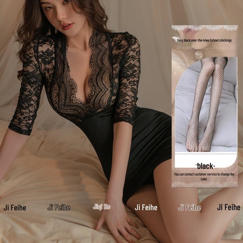 Plus Size Sexy Secretary Bodycon Lingerie Dress - Autumn/Winter Temptation Sleepwear