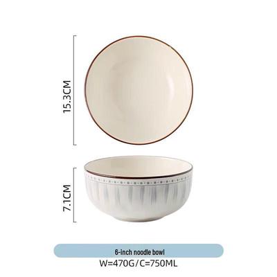 ZISIZ Japanese Ceramic 6-inch Bowl Set