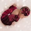 Infant Holiday Photoshoot Velvet Costume Baby Christmas Photo Prop Comfortable Newborns Romper with Headband for Baby