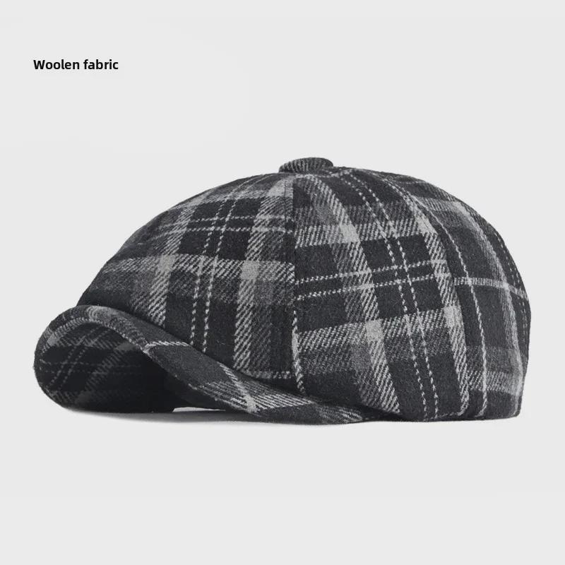 Autumn/Winter Unisex Plaid Newsboy Beret - British Retro Style Wool Hat