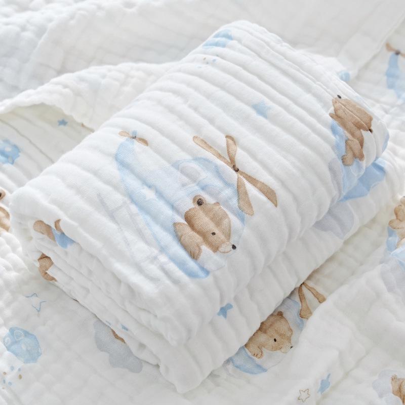High-Density Six-Layer Pure Cotton Baby Bath Towel and Swaddling Blanket for Newborns and Children