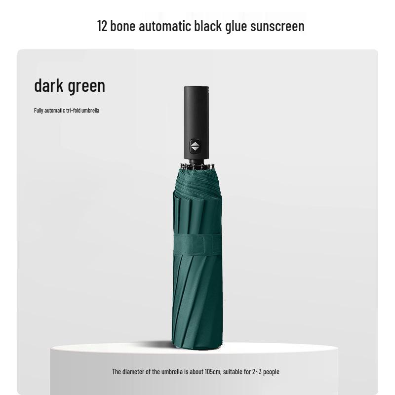 Large Automatic Windproof Umbrella: Dual Use for Sun and Rain, Black Glue Sunshade