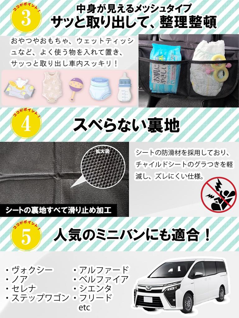 MILLATIUM Child Seat Protective Child Seat Set of 2 Wings and Extra Thick ISOFIX Black by Childcare Mat, Cover, (with Mat), Compatible, [Recommended