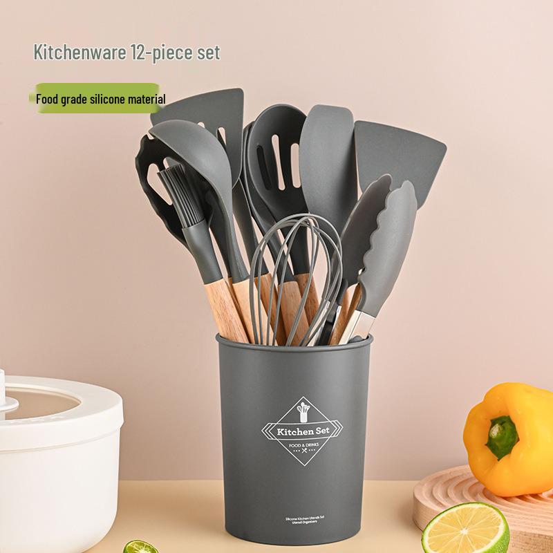 12-Piece Lightweight Silicone Kitchenware Set: Spatula, Whisk & More. Multiple Colors. Safe for Non-Stick Pans.