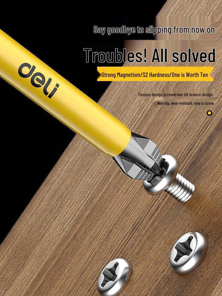 Deli Tungsten Steel Magnetic Anti-slip Phillips Drill Bit Set