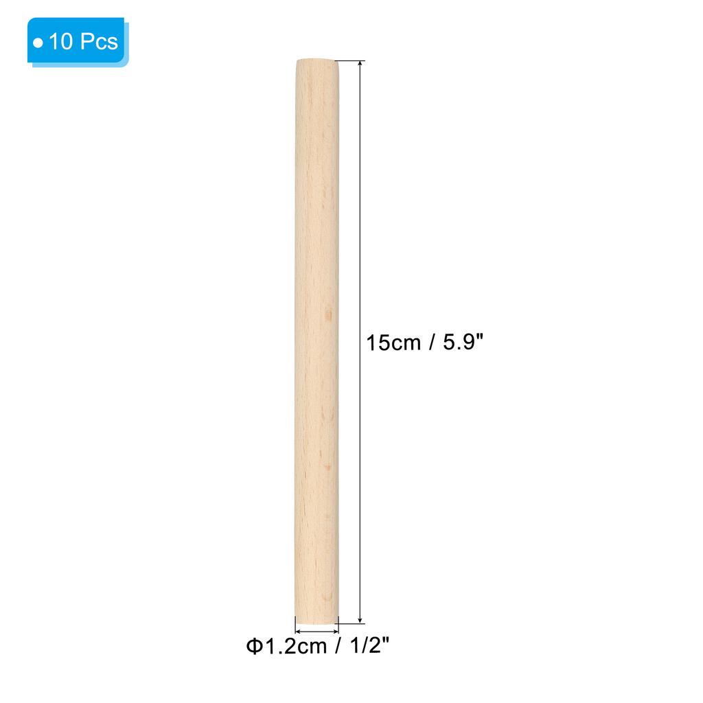 10 Pcs Dowel Rods Wood Sticks Unfinished Wooden Dowel Rods Round Dowels Hardwood Sticks for DIY Crafts and Home Decor