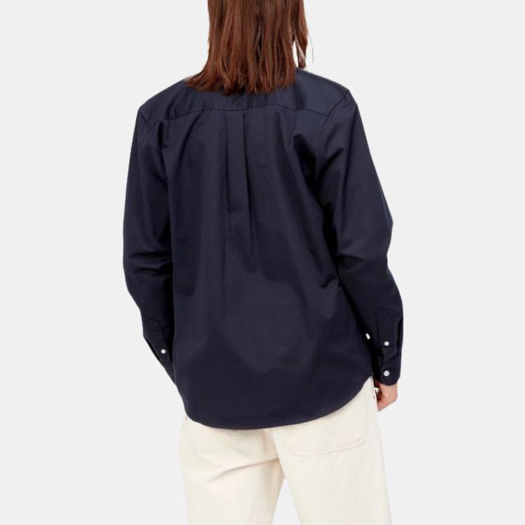 Carhartt WIP Solid Color Logo Embroidered Single-Breasted Shirt Men shirts Dark-Blue I0233390COXX