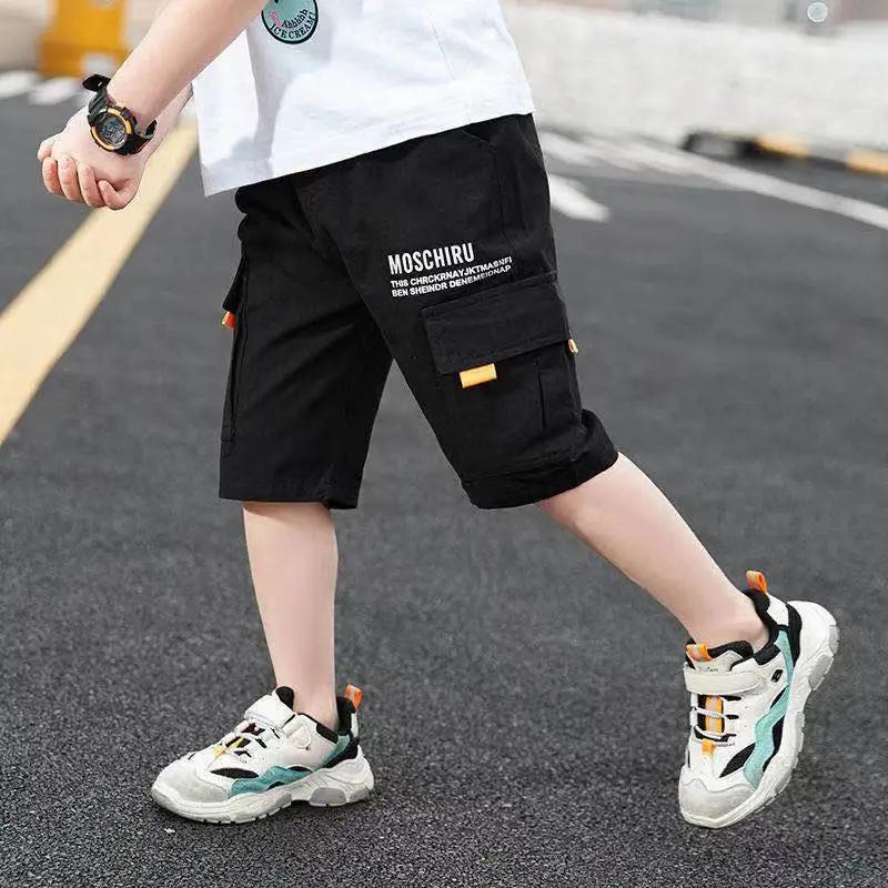 Summer Children Boys Shorts Solid Color Sports Pants Loose Children's Five-point Pants Cotton Casual Shorts