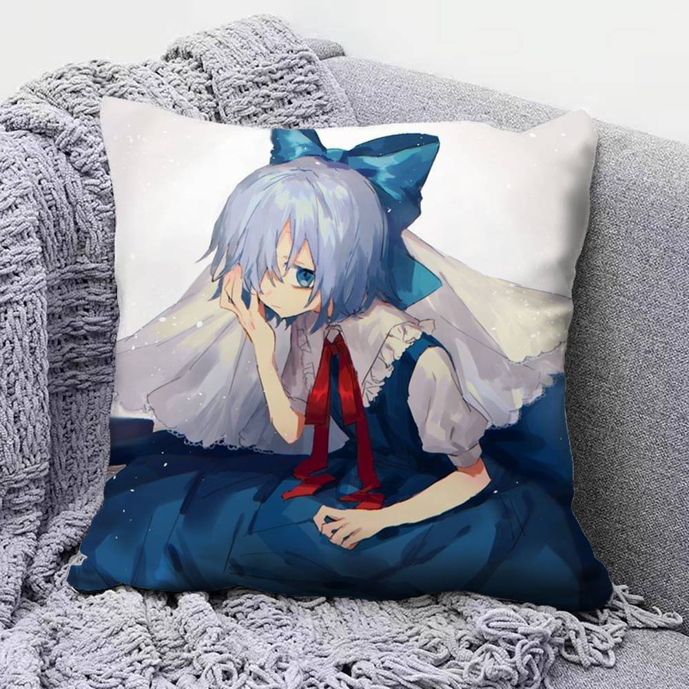 TOUHOU Project Cirno Cute Anime Girl Pillow Covers Home Sofa Cushion Covers and Aecorative Custom