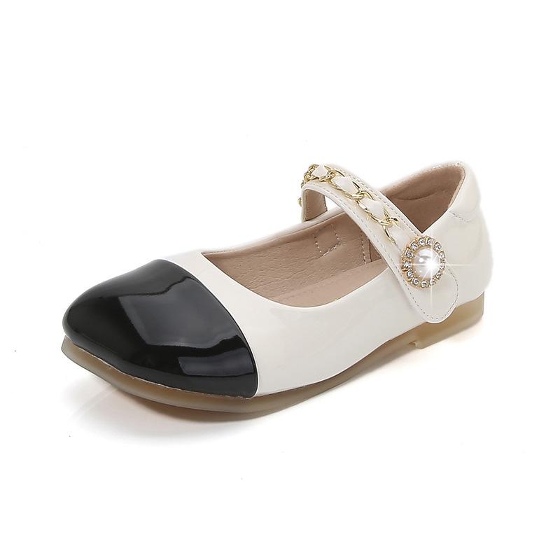 

Girls leather shoes, fashionable spring and autumn new Mary Jane shoes, little girl s princess shoes, classic versatile black flat shoes 34 бежевий