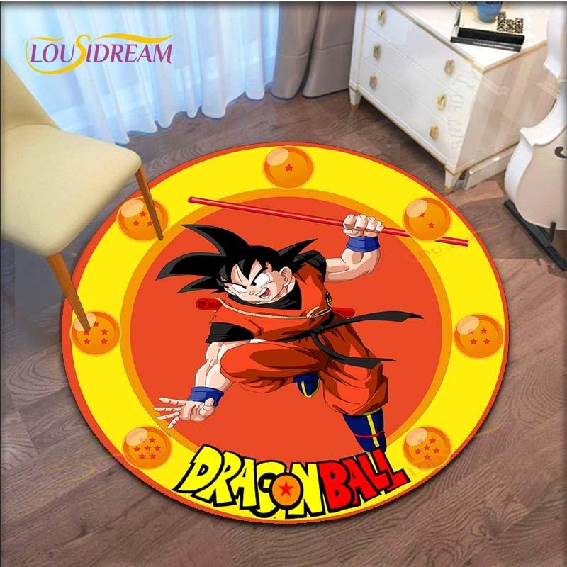 GOKU Carpet Cartoon Dragon Ball Non-slip Floormat Area Rug Round Play Mat for Playroom Kidsroom  Rugs for Bedroom