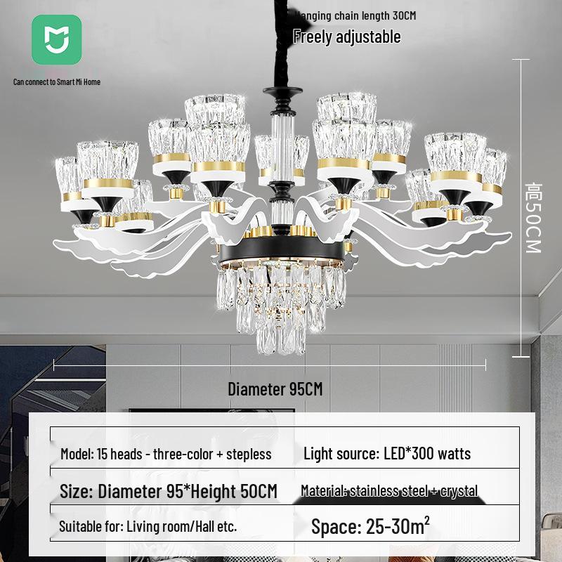 Chinese Style Luminous Crystal Chandelier: Modern Luxury Lighting for Living Rooms and Halls