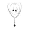 Black, Blue, Red and White High-level Sense of Super-flash Full of Diamonds Droplets Necklace Earrings Two-piece Bridal Jewelry Set