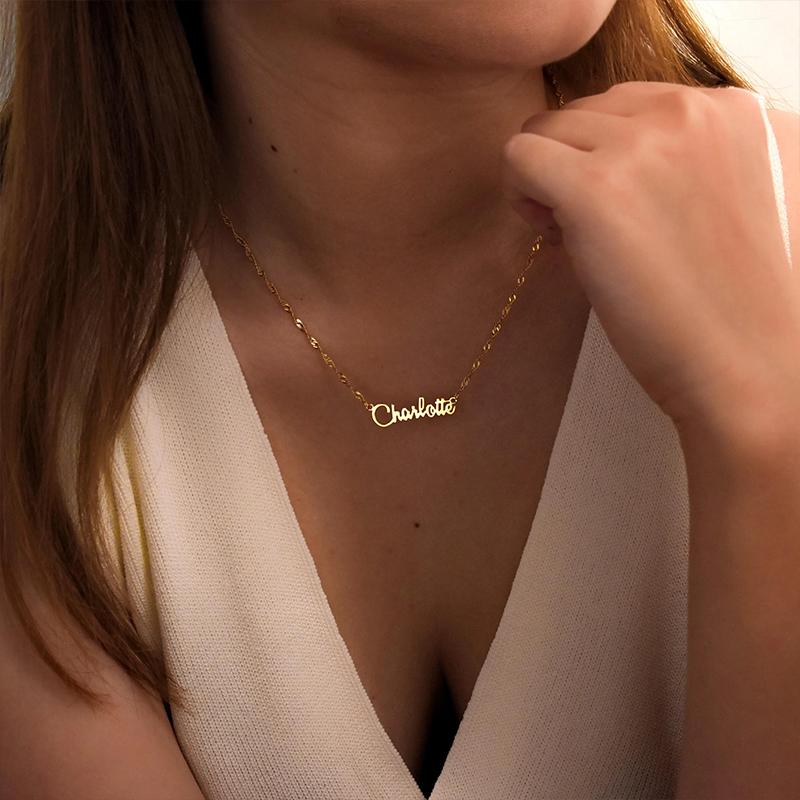 New North Custom Name Necklace Stainless Steel Jewelry Birthday Gift Water Wave Chain Customized Name Pendant Necklace for Women
