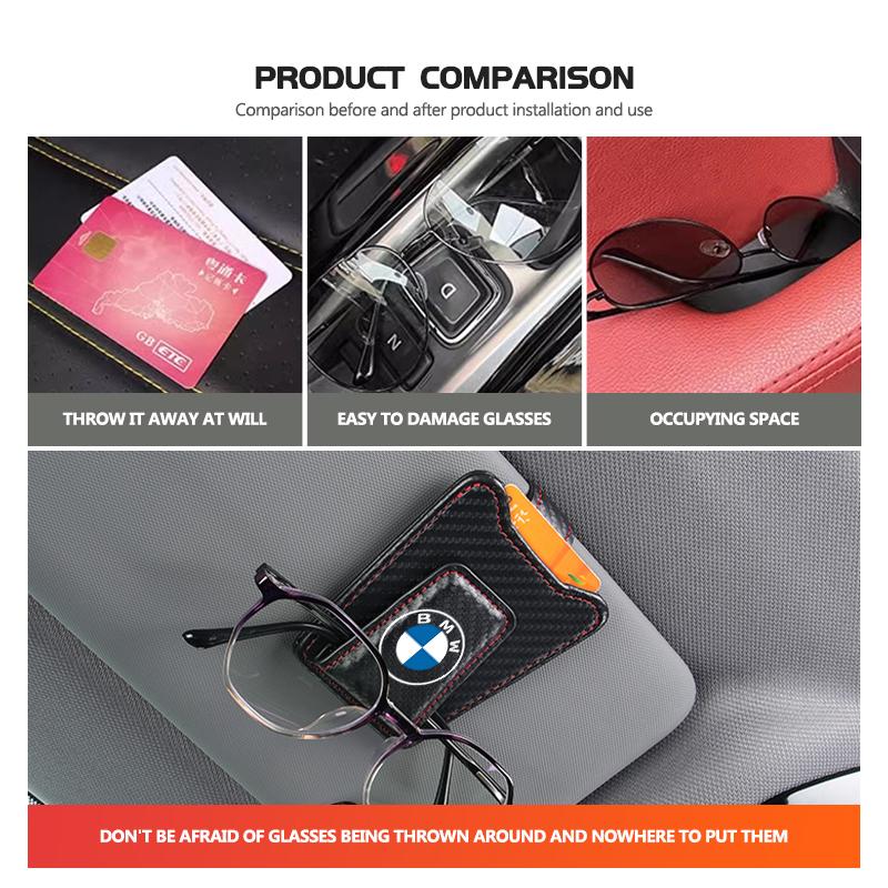 Car Sunglasses Holder Sun Visor Leather Hanger Ticket Card Clip For BMW X3 X5 M5 M3 E46 E90 E60 F10 E39 F30 E36 G30 E87 E70 z2