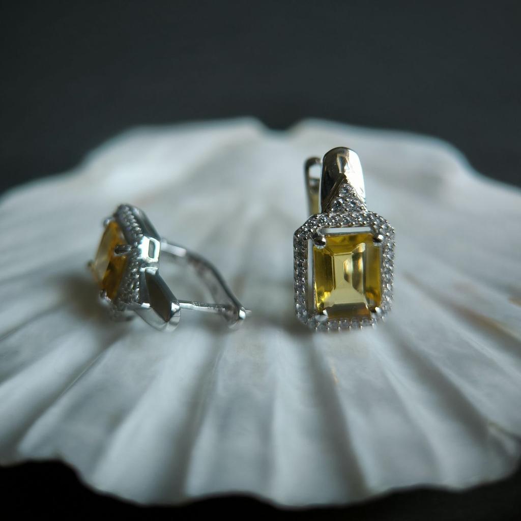 Silver Earrings with Nano Citrine (2189923)