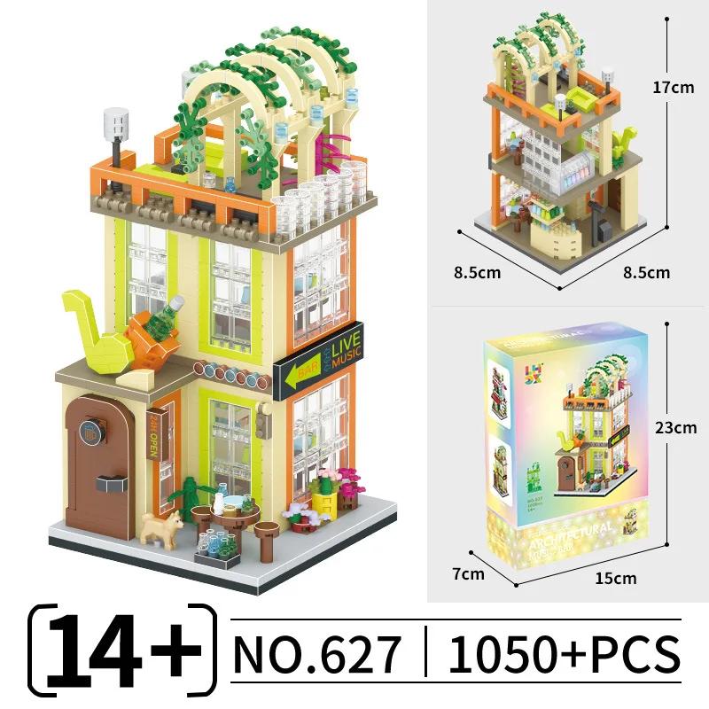 Mini Blocks Cabin Architecture Flower House Cake Coffee Shop Building Bricks Diy Toys For Boy Gift Girl Present New Year