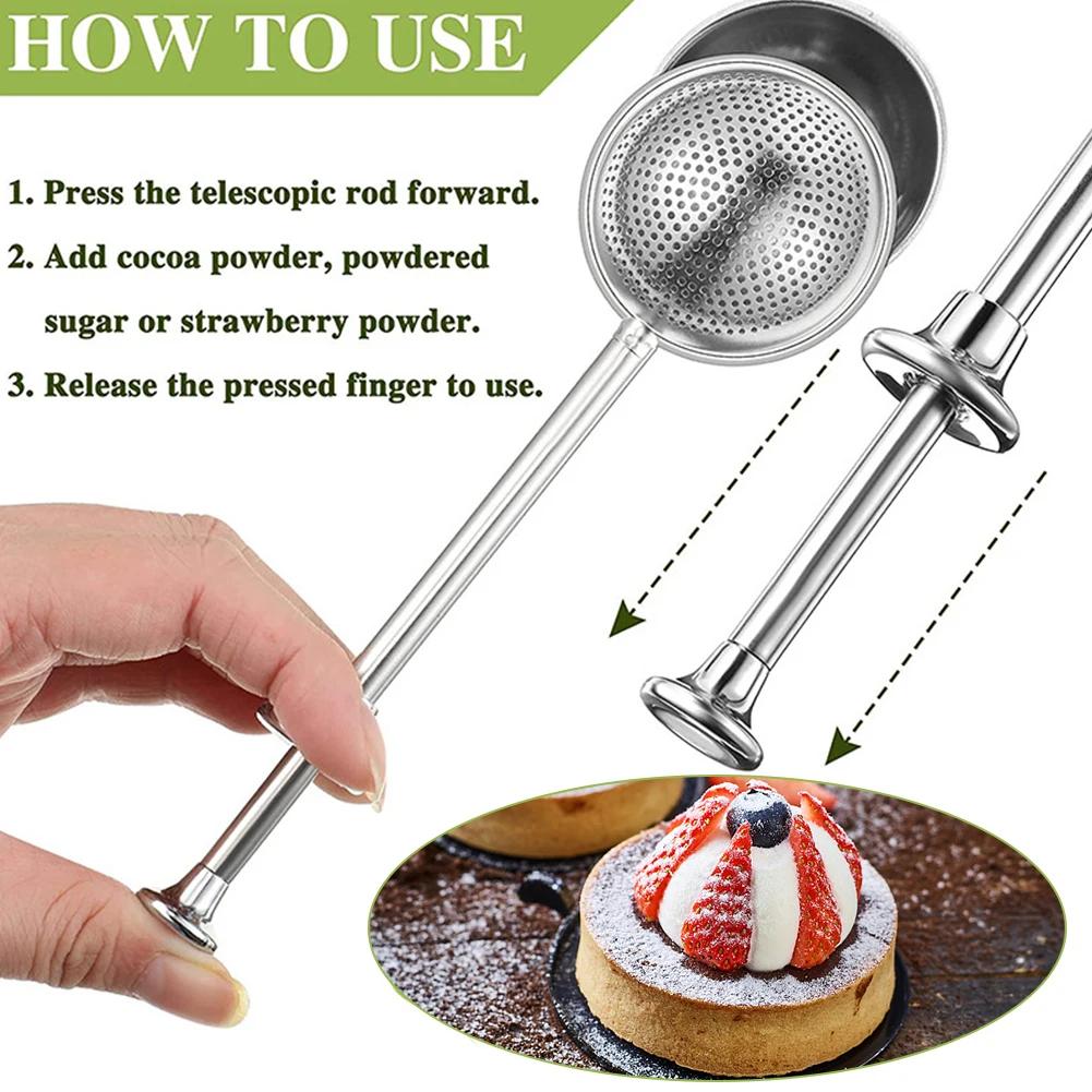 304 Stainless Steel Flour Powder Filter Spoon Baker Dusting Wand For Sugar Flour Spices Flour Sugar Powder Spoon Kitchen Tools