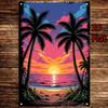 Tin Sign  Beach Sunset Trees Neon Glow Metal Plaque Vintage Retro Wall Decor for Bar Pub Cafe Man Cave Home Bathroom Garage Artw