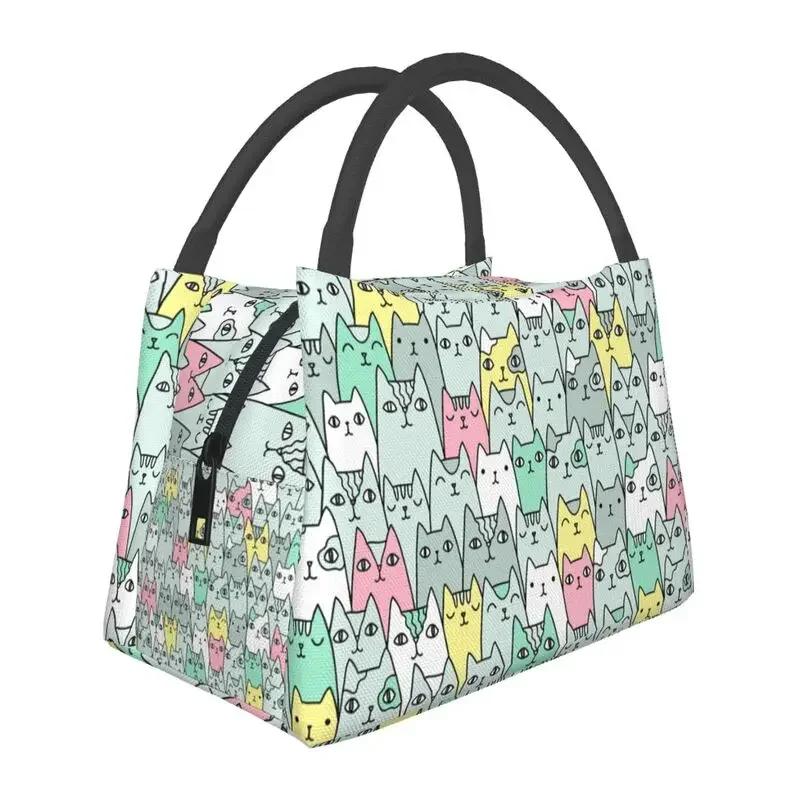 Geantă de prânz personalizată Pisici Kawai Femei Termică Izolată Cutie de prânz pentru Muncă Picnic sau Călătorie
