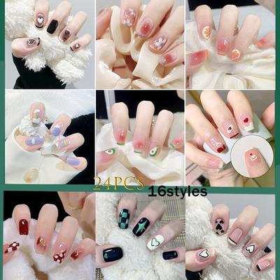 Nails Fresh Cute Wearable Nail Girl Blush Fake Nail Patch Wearable Nail Art