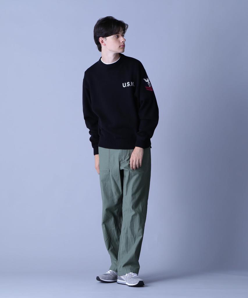 AVIREX Naval Crewneck Knit Sweater Men's M 010 Black 783-3932006