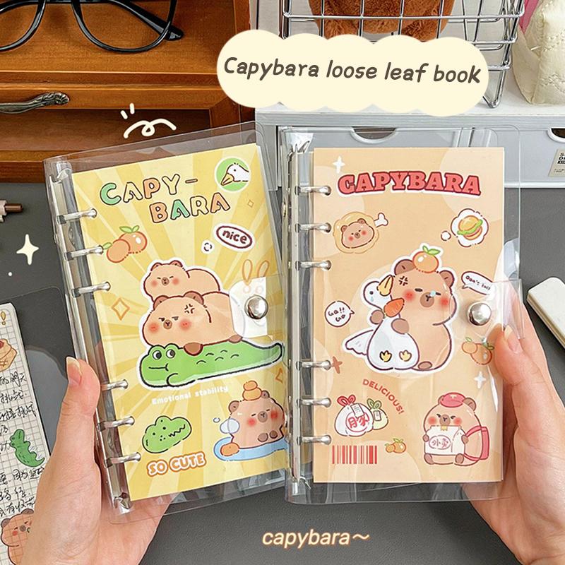 Cute Capybara Hand Book Lovely Loose-Leaf Student Notebook Diary Cartoon Portable Detachable Notepad Student Stationery Gifts