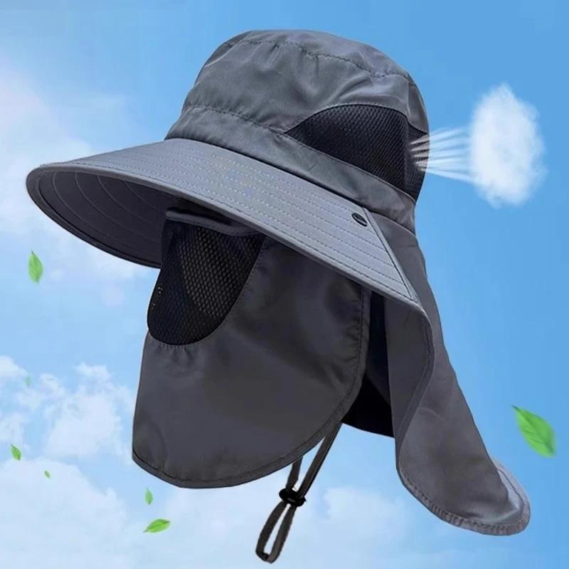 Summer Sun Hats UV Protection Outdoor Hunting Fishing Cap for Men Women Hiking Camping Visor Bucket Hat Neck Flap Fisherman Hat