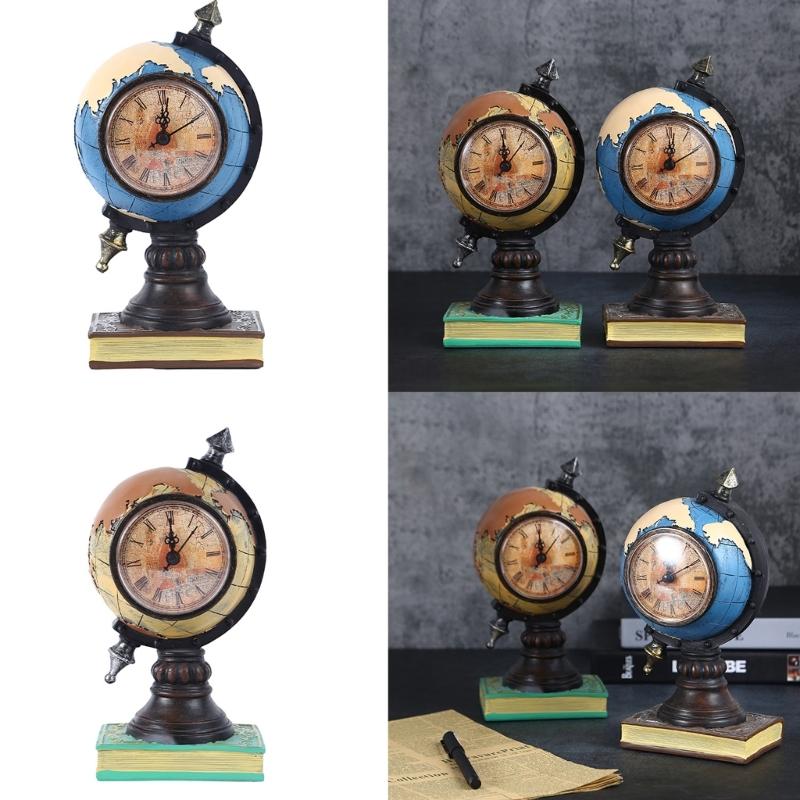 Stylish Book Inspired Clock Decor Resin Globe Ornament Perfect for Home Office Christmas Gifts